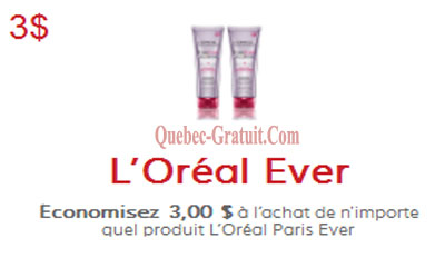 3$ de rabais sur un produit L’Oréal Ever