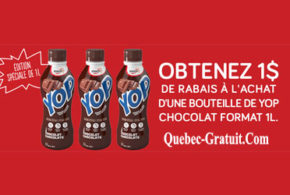 Rabais de 1$ sur une bouteile de YOP Chocolat