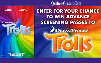 Concours gagnez des Billets pour l'Avant-première du film Trolls