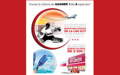 Concours gagnez un Voyage, 25000 milles Air Miles, 2500$ Bureau en Gros