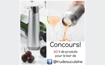 Concours gagnez une pompe à vin et un mélangeur à cocktail