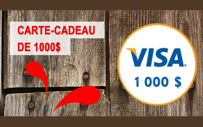 Concours gagnez 5 Cartes cadeaux Visa de 1000$