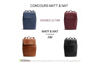 Concours gagnez un sac à dos MATT&NAT FABI