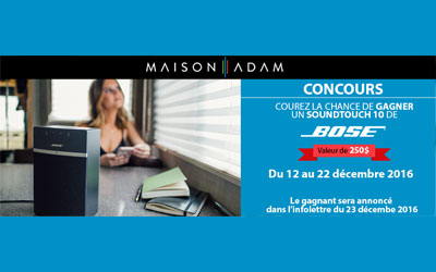 Concours gagnez un Haut-parleur sans fil SoundTouch 10 de Bose