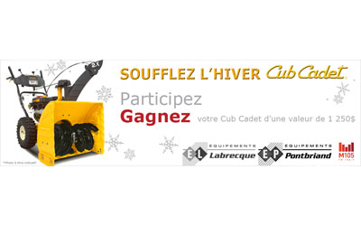 Concours gagnez une Souffleuse à neige de 1250$