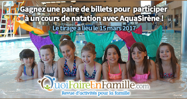 Concours gagnez des billets pour un cours de natation chez AquaSirène