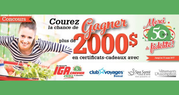 Concours gagnez 16 Cartes-cadeaux IGA