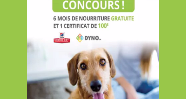 Concours gagnez 6 mois de nourriture Science Diet + 100$