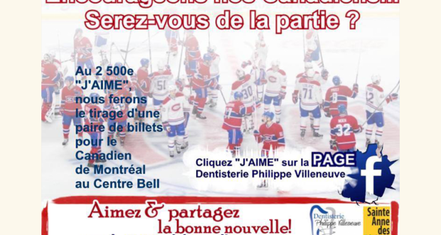 Paire de billets pour assister à une partie des Canadiens