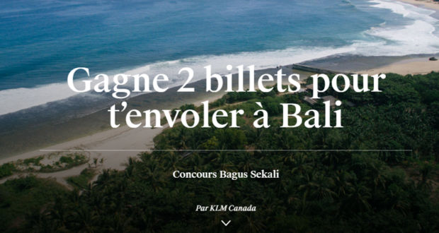 2 billets d'avion pour voyager à Bali