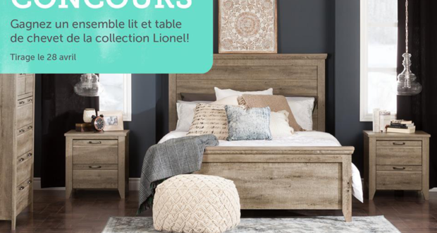 Un lit et table de chevet de la collection Meubles South Shore