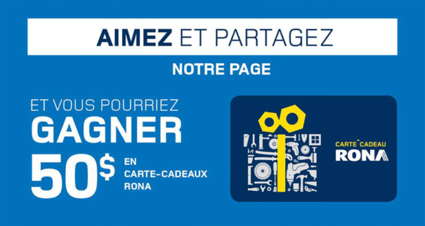 Carte-cadeau Rona d'une valeur de 50$