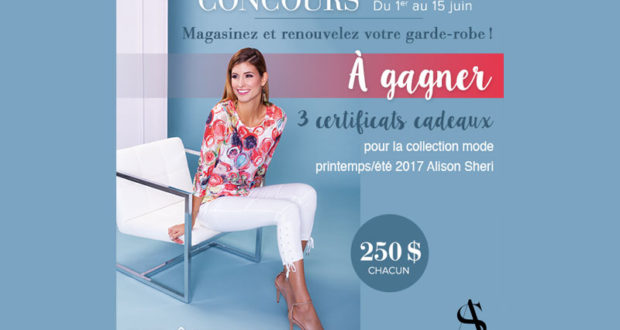 Certificats cadeaux de 250$ avec ES SPORTS Alison Sheri