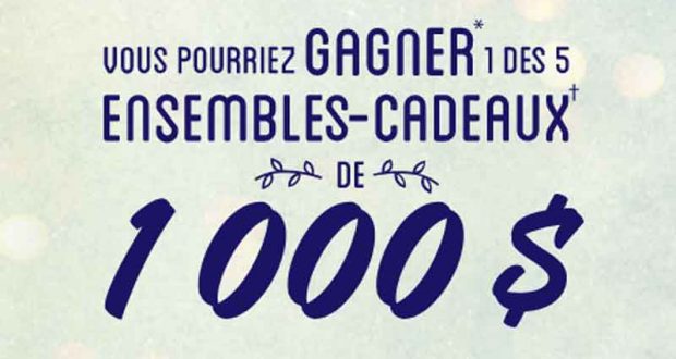 5 cartes-cadeaux prépayées de 1000 $ chacune