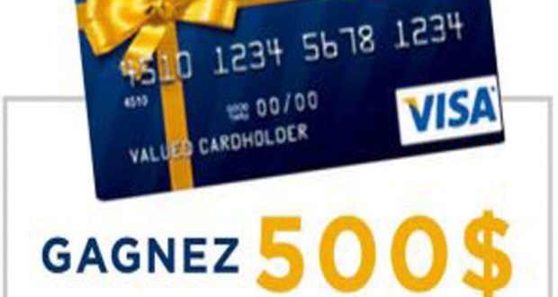 Carte VISA pré-payée d'une valeur de 500$