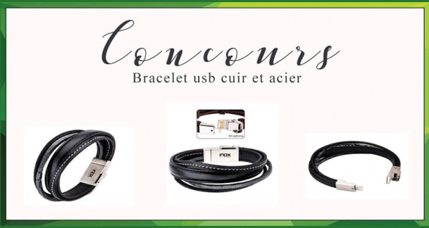 Bracelet chargeur SmartPhone en cuir et acier