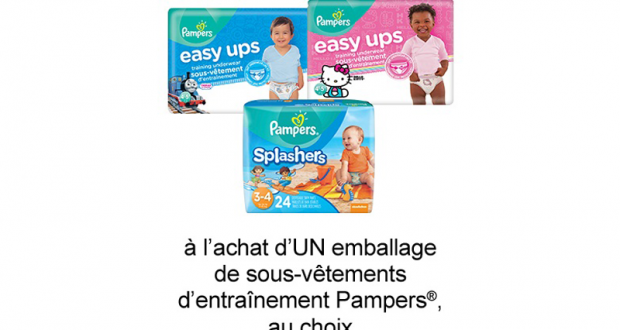 Coupon de 2 $ à l’achat d’UNE emballage Pampers