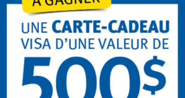 Une carte prépayée VISA d’une valeur de 500$