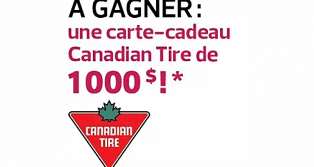 Une carte cadeau de 1000$ chez Canadian Tire