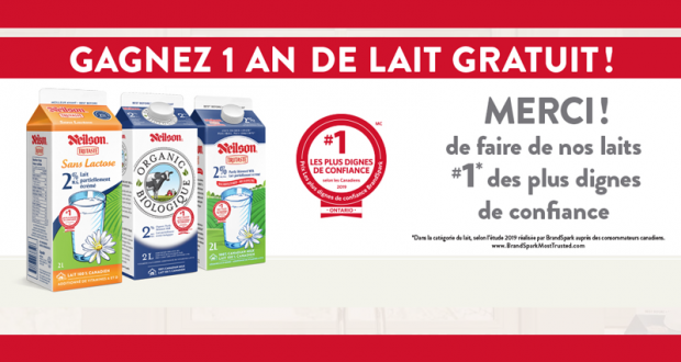 5 heureux gagnants de remporter 1 an de lait GRATUIT