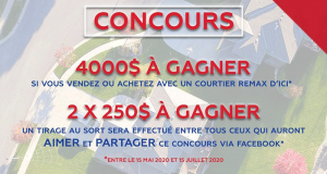 2 x 250$ en argent offert par RE/MAX D'ICI