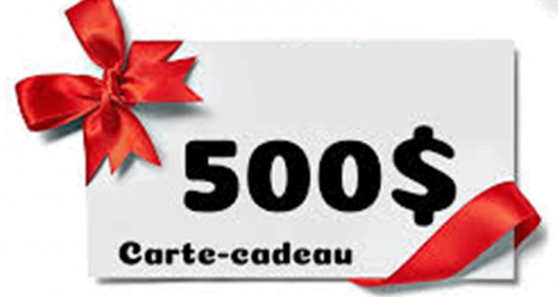 Carte-cadeau de 500$ chez l'un de nos détaillants partenaires