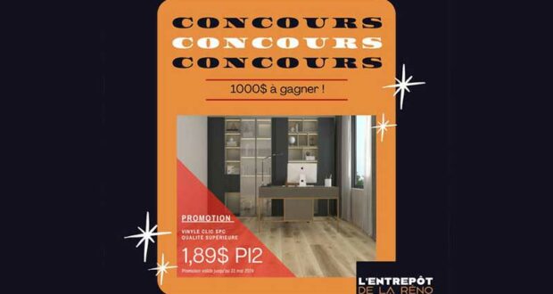 Gagnez 2 x 500 $ chez L'Entrepôt de la Réno