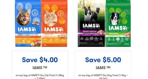 Économisez 9$ sur la nourriture pour chiens ou chats Iams