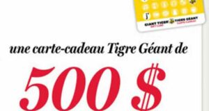 Gagnez 12 cartes-cadeaux Tigre Géant de 500 $ chacune