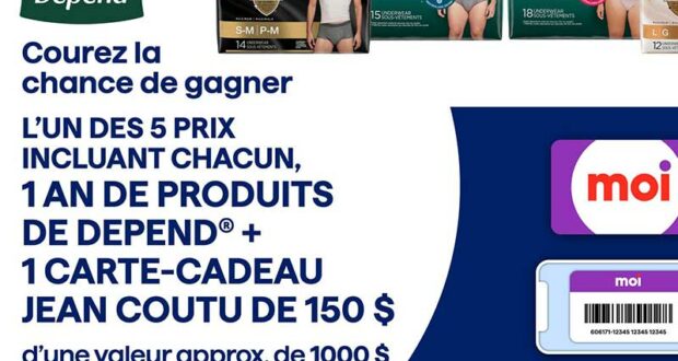 Gagnez 5 prix d'un an de produits Dépend (1000 $ chacun)