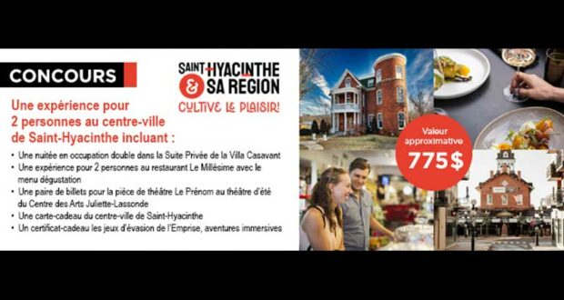 Gagnez un forfait pour 2 au centre-ville de Saint-Hyacinthe (775$)