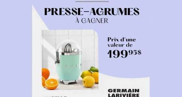 Gagnez un presse-agrume SMEG de 199.95$