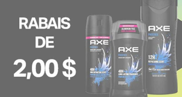 Rabais de 2$ à l’achat de produits Axe