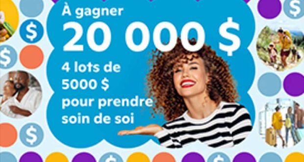 Gagnez 1 des 4 lots de 5000 $ en argent pour prendre soin de soi