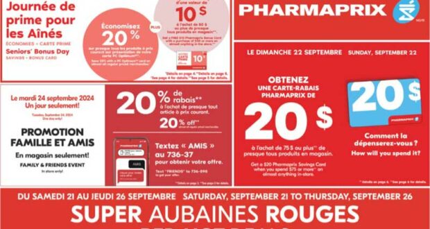 Circulaire Pharmaprix du 21 septembre au 26 septembre 2024