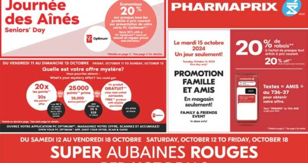 Circulaire Pharmaprix du 12 octobre au 17 octobre 2024