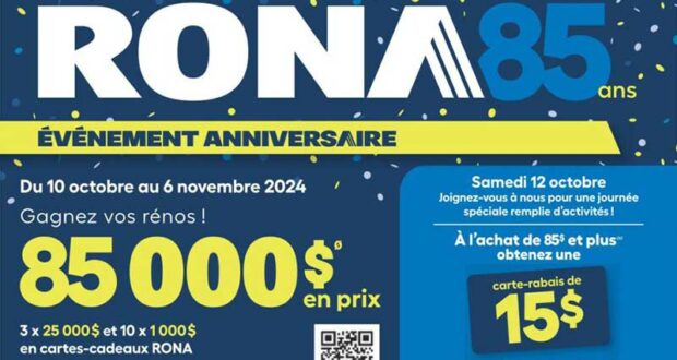 Circulaire Rona du 10 octobre au 23 octobre 2024