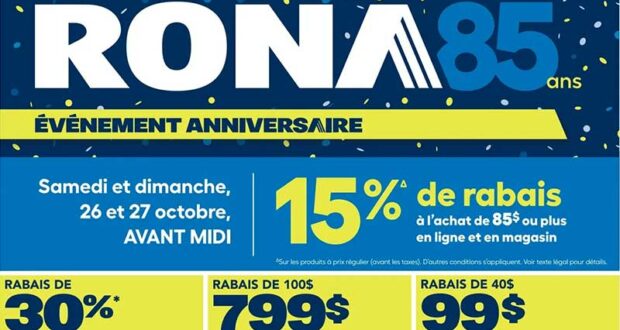 Circulaire Rona du 24 octobre au 6 novembre 2024