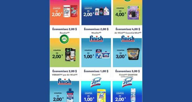 Coupons sur les produits Resolve - Woolite - Air Wick et Lysol