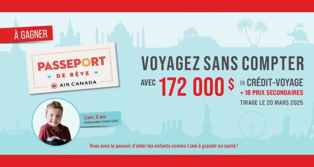 Gagnez un grand prix de 172 000 $ en crédit-voyage