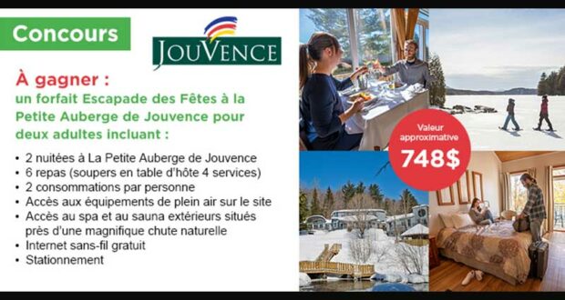 Gagnez un forfait des Fêtes à la Petite Auberge de Jouvence