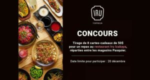 Gagnez 8 cartes-cadeaux IRU IZAKAYA de 50 $