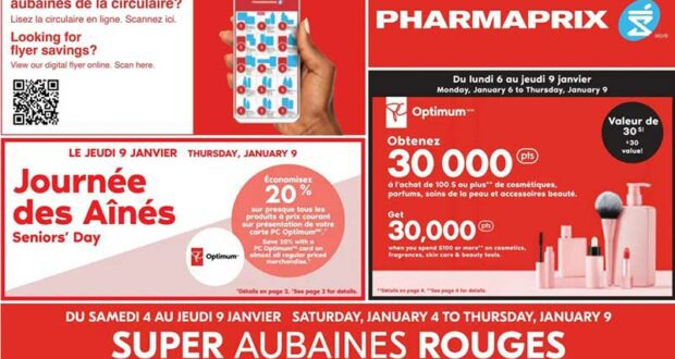 Circulaire Pharmaprix du 4 janvier au 9 janvier 2025