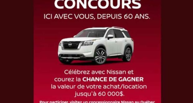 Gagnez 60 000 $ pour l’achat ou location d'un véhicule Nissan