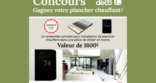 Gagnez votre plancher chauffant de 1600 $