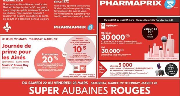 Circulaire Pharmaprix du 22 mars au 28 mars 2025